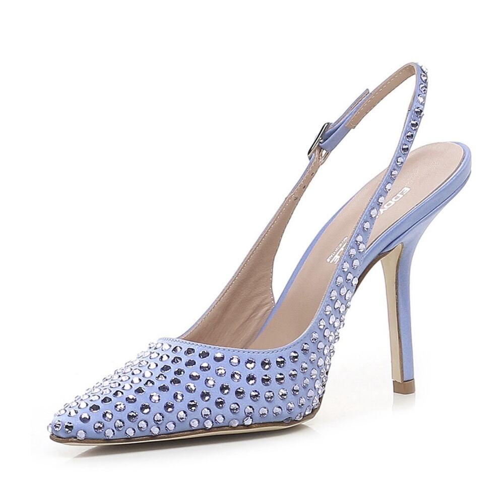 Lavender Crystal-Stud Slingback Stiletto Heels